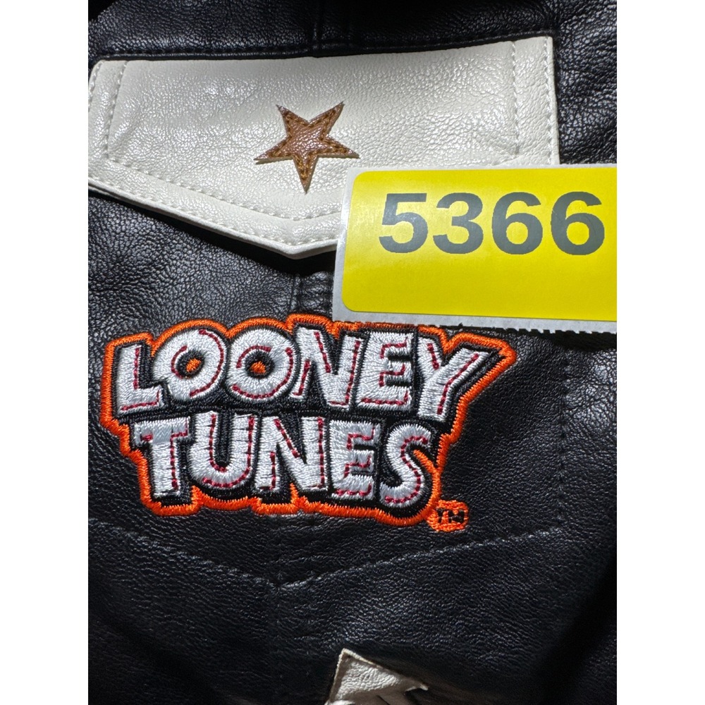 Unique Vintage Looney Tunes Bugs Bunny Back Off Leather Jacket XL - Picture 13 of 13